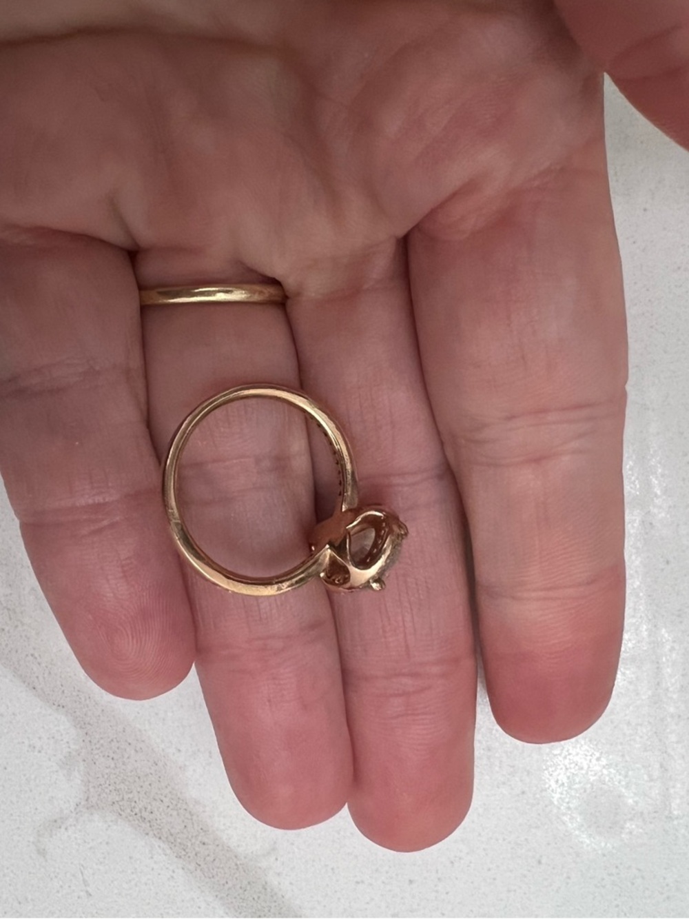 Pandora Rose Gold Teardrop Halo Ring with Clear Stone Size 7.5 - Picture 13 of 13